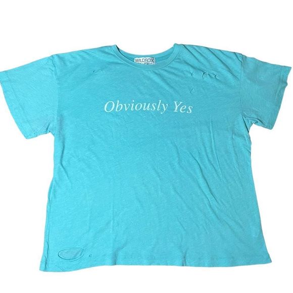 EUC Wildfox Obviously Yes Destroyed Graphic Short Sleeve Tee - Picture 6 of 15